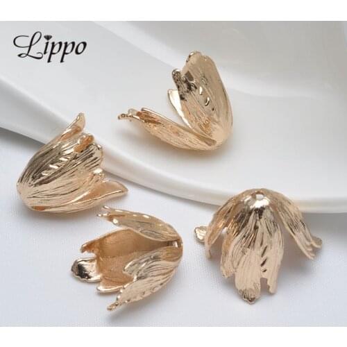 20pcs Big Receptacles Caps Accessories For Jewelry Diy Making 24K Gold Plated Bead Caps Findings 20x22mm (Fit 22mm Bead)