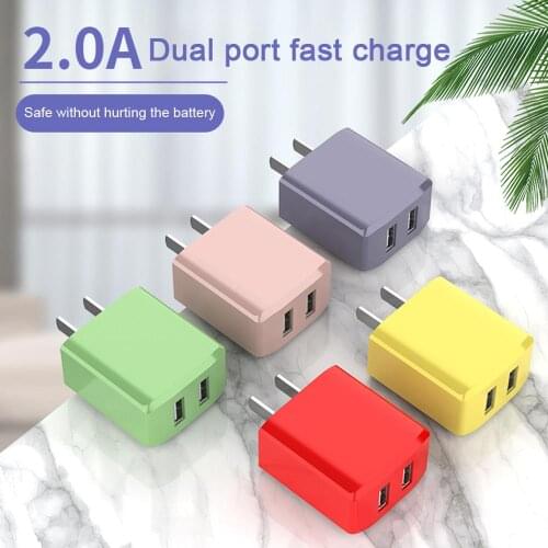 5V 2A Dual Ports USB Adapter Mobile Phone Wall Charger Fast Charge Macaron USB Mobile Phone Charger for iPhone X 8 plus Android