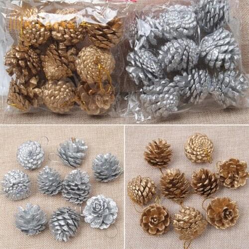 9Pcs/set Natural Cheap Dried Flower Pinecone Series Artificial Bouquet DIY Pinecone Decorations For Wedding Christmas Tree Deco