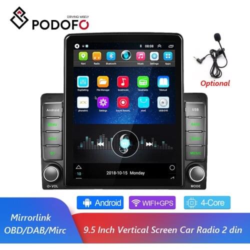 Podofo 2 din Android Car Stereo Radio GPS Navigation 9.5 Inch Automotive MP5 Multimedia Player For Universal Bluetooth Autoradio