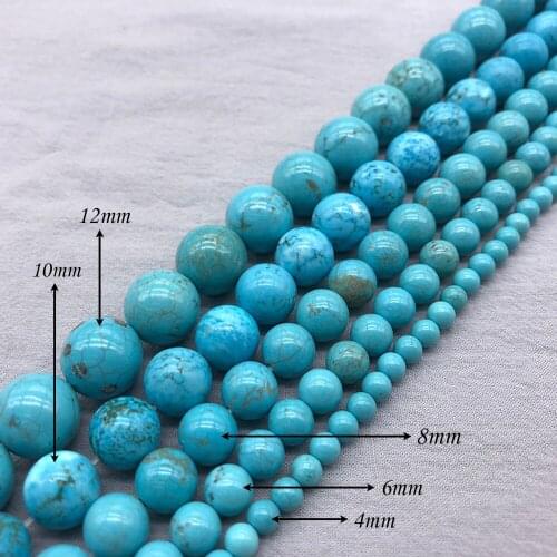 Free Shipping Natural Stone Blue Howlite Round Smooth Beads 8 10 12MM Fit Diy Jewelry Charm Bracelet Necklace Making J145