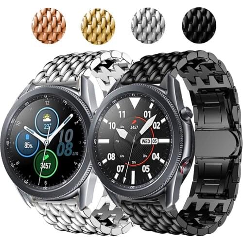 For Samsung galaxy watch 3 45mm Stainless Steel Strap Alloy Metal Replacement Watch Band Dragon Scale Bracelet Wristband 22mm
