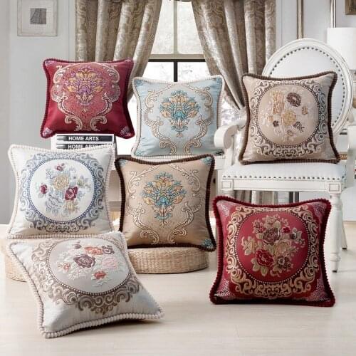 European Style Knitting Jacquard Cushion Cover Thickening Edge Decorative Throw Pillow Cover Plaid Printed Bedding Home Decor