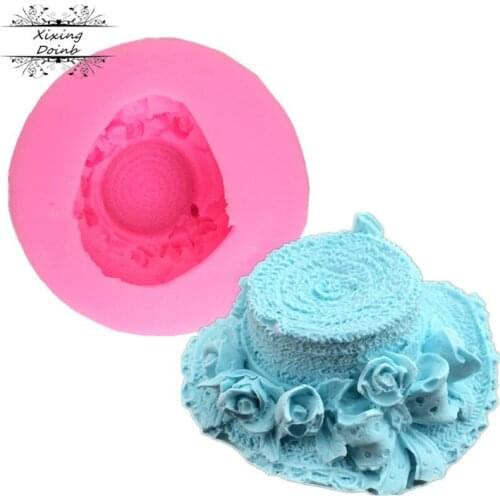 Xixing Beautiful rose hat shape cake chocolate biscuit candy resin silica gel baking mold cake decoration tool gypsum mold