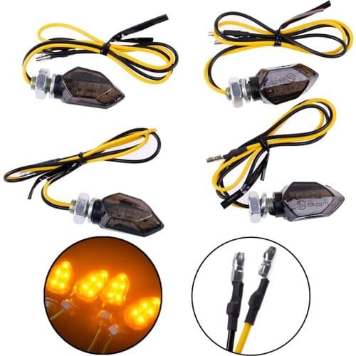 4pcs Mini Motorcycle Smoke Lens Turn Signal Indicator DIY Biking Lamps Light 5LED Blinker Amber Motorbike Custom