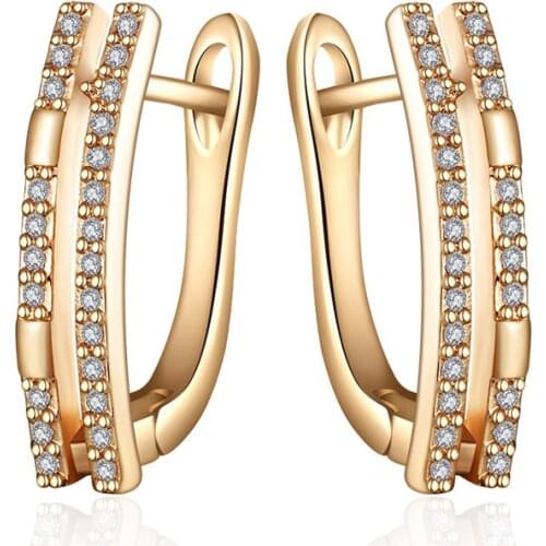 Exquisite Gold Cubic Zirconia Stud Earrings for Women Silver Color Geometric Big Ear Studs Luxury Fine Jewelry Gifts for Girls