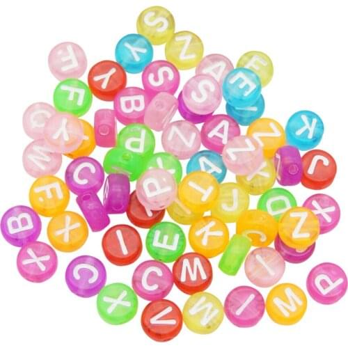 Julie Wang 200pcs Acrylic Spacer Beads Candy Color Square Round Letter Bead DIY Jewelry Making For Bracelet Necklace Accessories