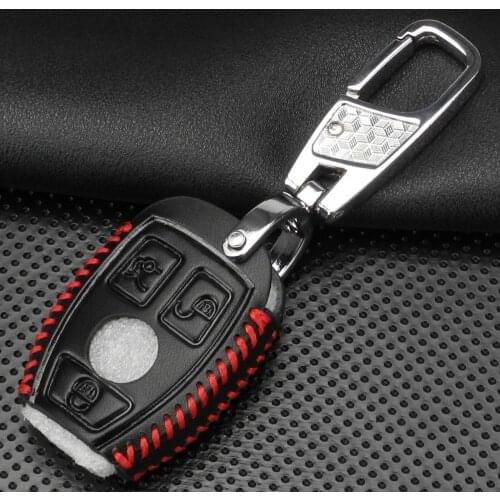 Kutery 10pcs/lot 3 Buttons Leather Remote Car Key Case Cover For Mercedes Benz W203 W210 W211 W124 W202 W204 W205 AMG