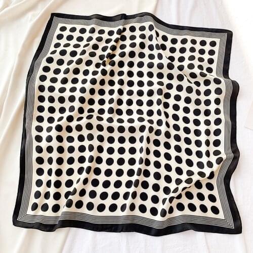 Small Square Scarf Silk Scarf Women 2021 Summer New Wave Dot Printing Scarf Professional Bib Fashion Simple Hijab