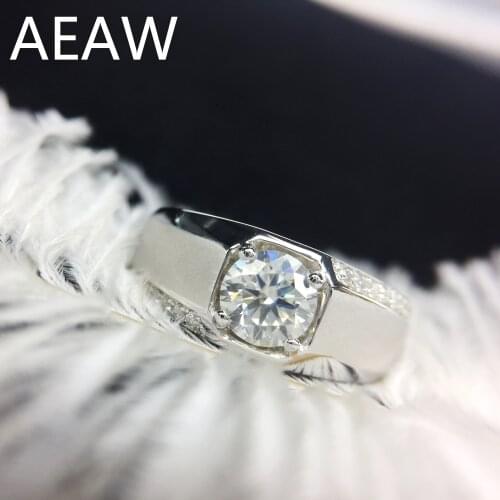 100% 14K 585 Gold Moissanite Diamond man Ring D color VVS