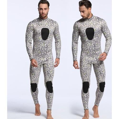 Mens long style 3mm thick back zipper diving suit white gray camouflage surfer suit thermal insulation wetsuit size S-XXL