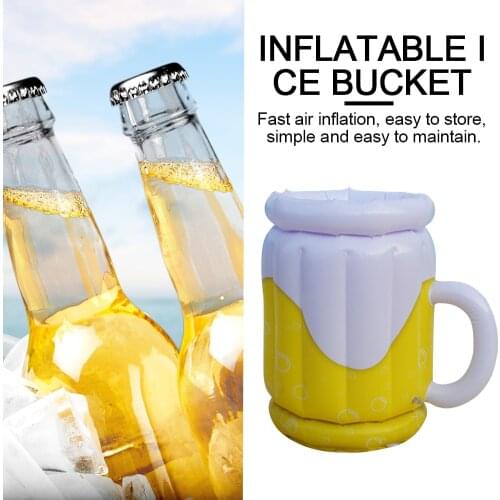 PVC Inflatable beer mug Ice Bucket Party Beach Pool Beer Drink Container Cooler Bar Tray For Beach Party Food Drink Holder