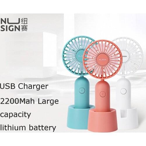 Youpin Nusign Portable Fan USB Charger Hand-held Mini Fans 2200Mah Three Gears Simple Desktop Electric Fan for Office Student