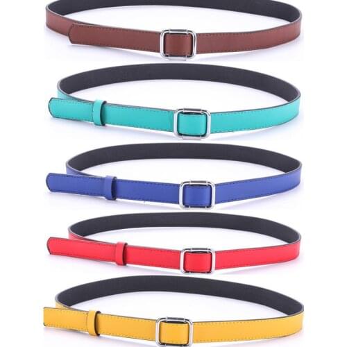 Women Faux Leather Belts Candy Color Thin Skinny Waistband Adjustable Belt Women Dress Strap cinturon mujer cinto feminino two