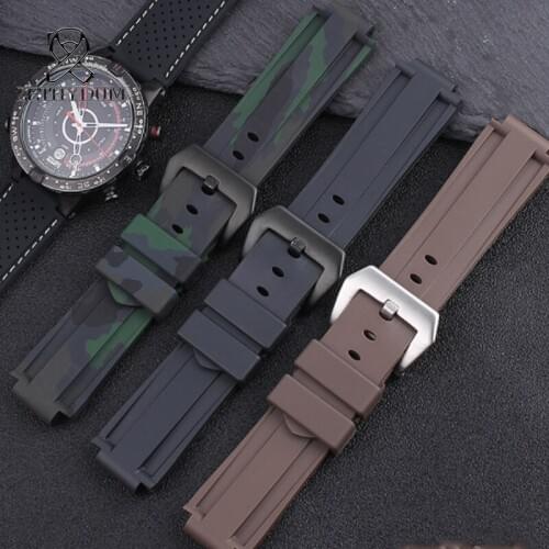 Silicone watch band for T2N720 TW2T76300 series Convex end Watch accessories for men women waterproof Military Watch Band 16mm