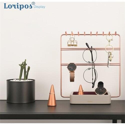 Iron Art Metal Jewelry Rack Glasses Display Stand Eye Glass Display Rackcement Seat Necklace Ring Storage Earrings Display Rack