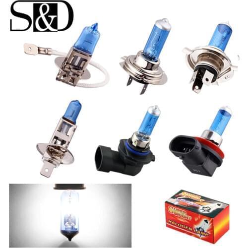 Super Bright Halogen Bulbs H1 H3 H4 H7 H8 H9 H11 9005 HB3 9006 HB4 55W 6000K Car Headlight Fog Lights Lamp White parking