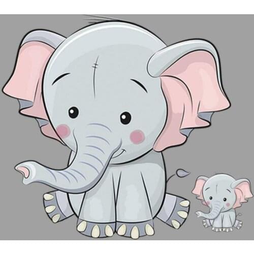 20pcs Cartoon Elephant Vinyl patches Iron On Patch For Clothes Children T-shirt Jeans Jacket Patchwork Printed Appliques Sticker