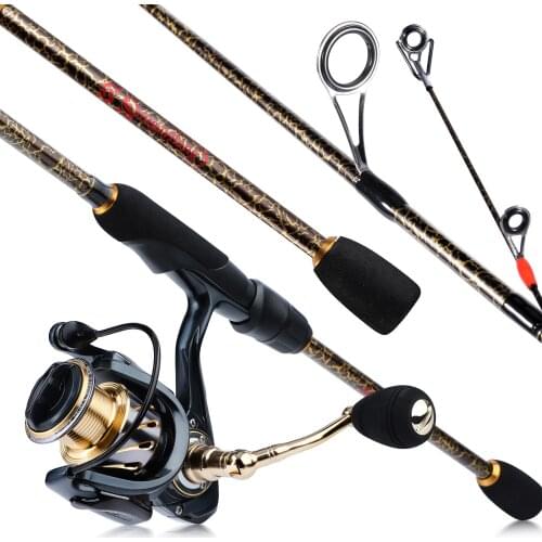 Sougayilang 1.8-2.4m Fishing Rod and Reel Combo 4 Section Carbon Fiber Fishing Rod with 13+1BB Spinning Reel for Travel Fishing