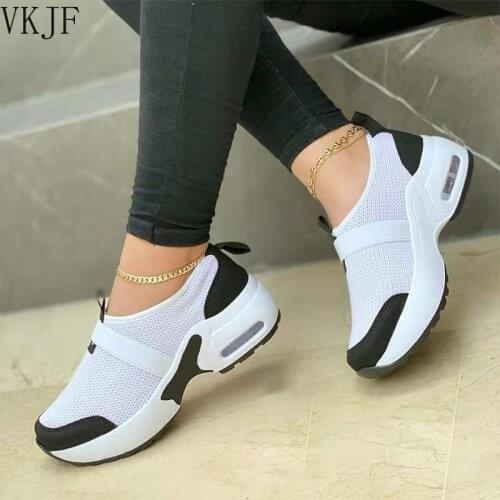 2021 New Womens Casual Shoes Platform Color Matching Color Flats Ladies Shoes Casual Breathable Wedges Ladies Walking Sneakers
