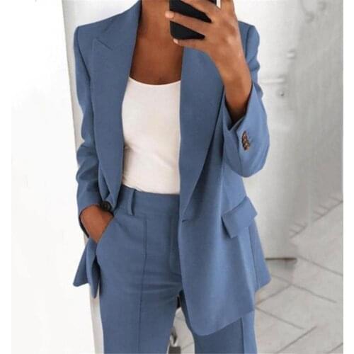 Lady Suit Jacket Solid Color Turndown Collar Women Long Sleeve Buttons Blazer for Dating Fashion Blazers Casuual Suits Clothing