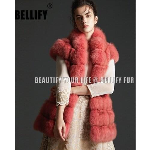 European French Style Lovely Pink Ladies Horiental Natural fox fur vest waistcoat For Women f2