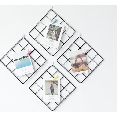 1PC Nordic Metal Mesh Grid Wall Photos Grids Pictures Postcards Hanging Photo Frame Holder Home Bedroom DIY Decor JL 240