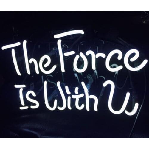 14“ The Force Is With U White Acrylic Custom Neon Light Lamp Sign Beer Handmade Real Glass Home Wall Room Windows Tube Artwork