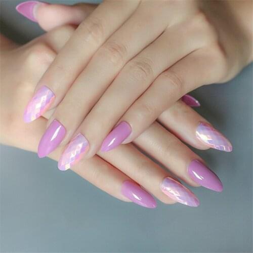 24Pcs/set Ballerina False Nails Colors False Nail Tips Artificial Nails Art Full Cover Glue Designed Fake Nails Beauty Tools