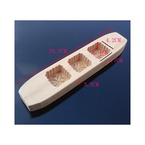 3 hole flower wooden moon cake mold / pastry cake Printing deepen Kitchen products baking tool