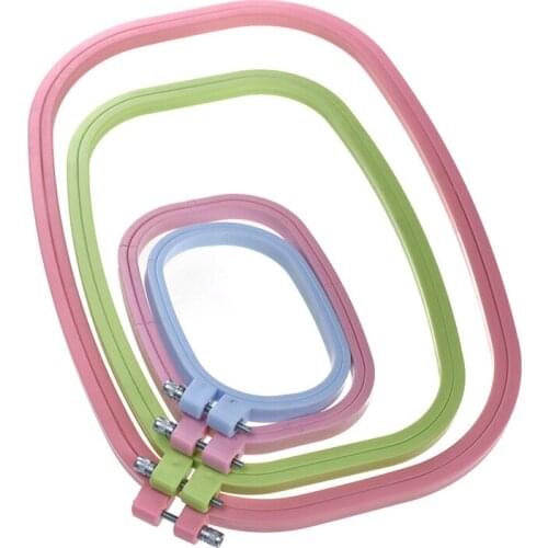 4PCS Plastic DIY Embroidery Hoops Square Shape Cross Stitch Hoops Frame Ring Household Craft Embroidery Set Sewing Accessories