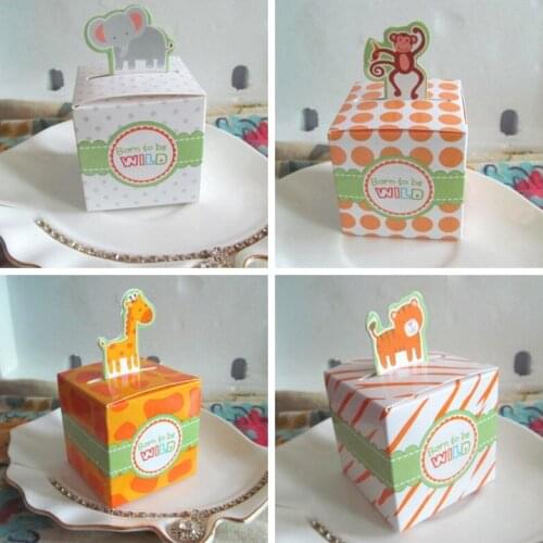 50 Pieces/lot) Animal Design baby box For baby birthday Gift candy box and baby party decoration box