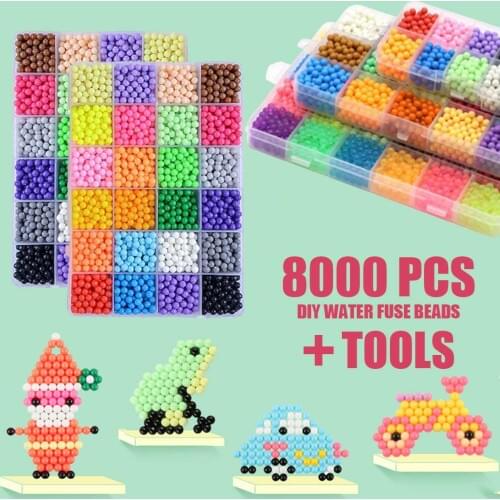 8000pcs Multicolor Magic Puzzle Toys Water Mist Bead Set DIY Craft Animal Handmade Sticky Beads Educational Toys Kids Good Gifts