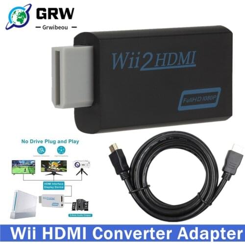 GRWIBEOU Full HD 1080P Wii To HDMI-compatible Converter Adapter Full HD 720P 1080P 3.5mm Audio Video Cable For PC HDTV Monitor