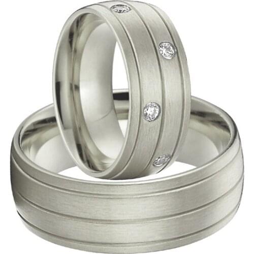 Alliances anel Custom titanium steel jewelry white gold color wedding promise rings sets for couples