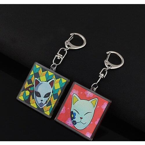 Anime Demon Slayer Blade Rabbit and Fox Tanjiro Kadomon, Nidouzi Acrylic Keychain Peripheral Mobile Phone Pendant DIY Creative