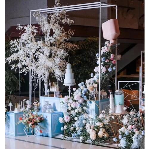 Free custom wedding props stage background decoration iron screen decoration wedding geometric arch shelf window display device