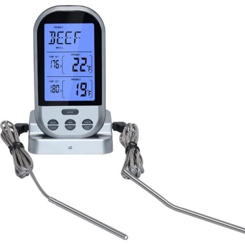 New Upgraded Version of Wireless Dual Temperature Double Needle Barbecue Thermometer Kitchen Meat Thermometer BBQ Fork