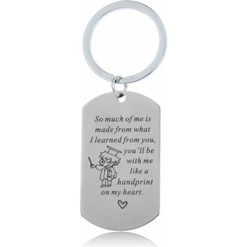 Teachers Keychain Teacher Appreciation Keyfob So Much Of Me Is Made From...Heart Pendant Stainless Steel Keyring Teachers Gifts