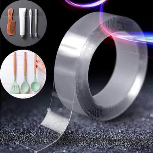 Thick 1mm 1/2/3/5M Nano Tape Tracsless Double Sided Tape Transparent No Trace Reusable Waterproof Adhesive Tape Cleanable Home