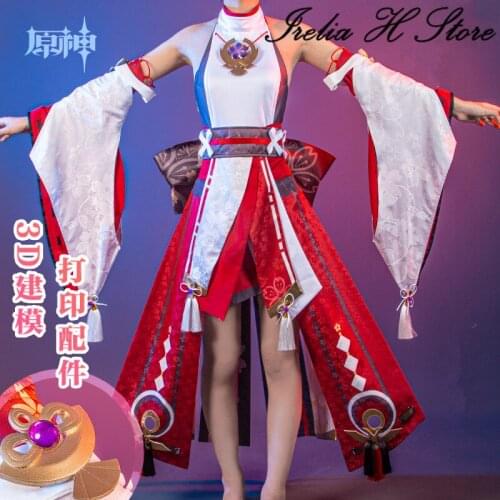 Irelia H Store Genshin Impact Yae Cosplay Ba Zhong Shen Zi Kimono Cosplay Costume Halloween Costume
