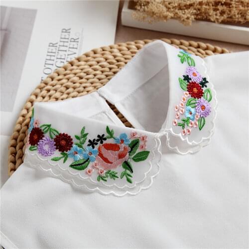 Removable Ladies Dickey Flowers Embroidery Female ties Accessory Spring Fake Collar Women Black Chiffo Kraagjes Nep dames Cols