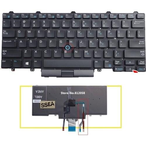 SSEA New Laptop US Backlit Keyboard with pointer for DELL Latitude E5450 E7450 Laptop Keyboard without frame