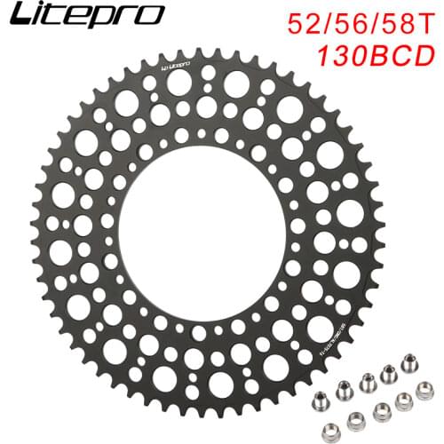 Litepro Faltrad Kette Ring BCD 130mm 52T 56T 58T Aluminium Legierung Kurbel BMX Fahrrad Kettenblatt