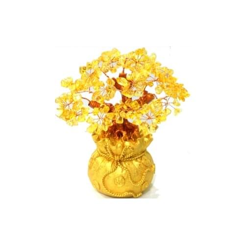Natural Crystal lucky tree, the lucky feng shui tree as the mascot, bring in wealth and treasure fortune tree