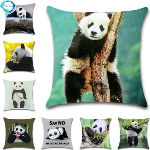 Animal Cartoon Panda Cushion Cover Polyester Throw Pillow Cover Home Sofa Bedroom Pillowcase Decoration 45X45CM Fundas De Cojin