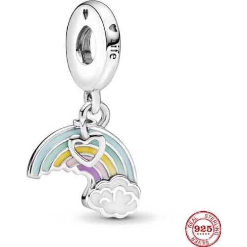 New Original Silver Color Ribbon Dangle diy Bead Fit European Pandora Charms Bracelet Bangles Diy Jewelry P355