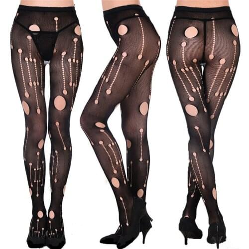 Novelty Women Fishnet Pantyhose Sexy Hollow Tights Women Lace Black Thigh High Stockings Sexy Lingerie Plus Size Female Tights