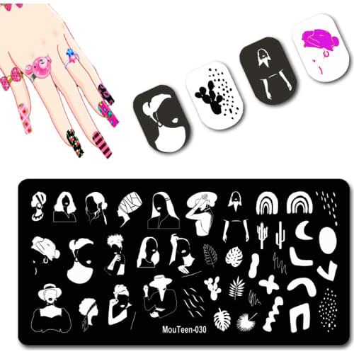 New Arrival Northern Europe Face Nail Art Stamper Large Metal Nail Plate Yong Women Portrait Metal Sheet For Nails #030