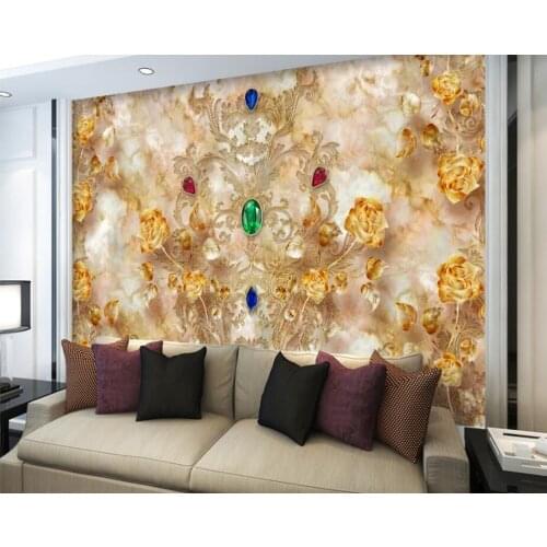 Papel de parede Aristocratic luxury jewelry European style marble 3d wallpaper,living room bedroom TV sofa wall cafe bar murals